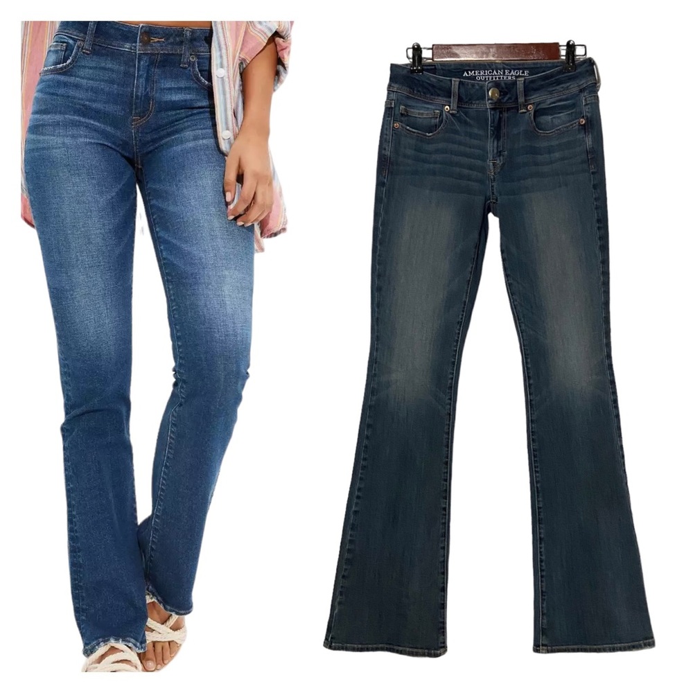 American Eagle Kick Boot Super Stretch Jeans Blue